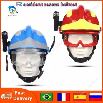 Спасательный шлем F2, шлем из АБС для экстренных случаев, с налобным фонарем и защитными очками, защитный шлем для пожарного
