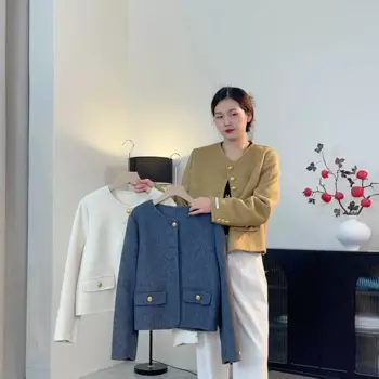 Специальное предложение на сезон, Высококачественная Толстая двухсторонняя твидовая куртка из цельной шерсти, женская одежда