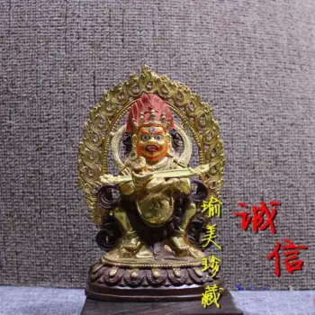 Специальное предложение статуя Будды # 17 СМ буддизм две руки Mahakala талисман из позолоченной латуни