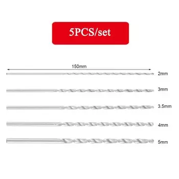 Спиральное спиральное сверло из высокоскоростной стали, 4/4 мм, 5 шт./компл. 2/3/150, 5/5 мм, сверло по дереву с удлиненным круглым хвостовиком, резка и полировка