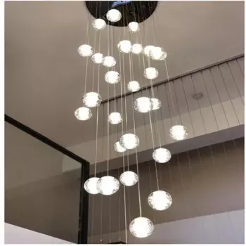 Спиральный светодиодный пузырьковый Хрустальный подвесной светильник, круглая хрустальная люстра в форме шара, лампа для лестницы, хрустальный светильник ing G4, светодиодные лампы, подвесной светильник