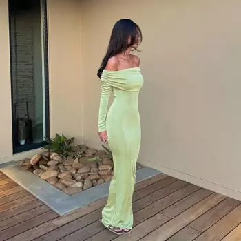 Сплошное цветное платье для выпускного вечера для женщин с вырезом лодочкой и длинными рукавами, вечерние платья-футляры