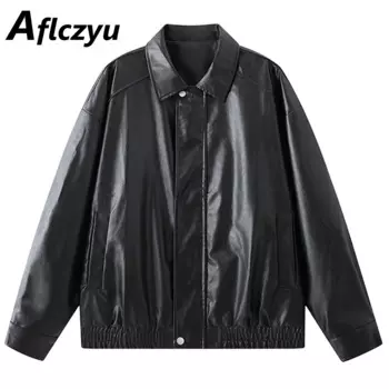 Сплошной цвет, куртка из искусственной кожи, мужское пальто из искусственной кожи, весенне-осенние мотоциклетные байкерские куртки, мужская модная повседневная куртка, верхняя одежда из искусственной кожи