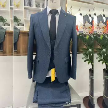 Сплошной цвет, приталенные костюмы на одной пуговице для мужчин, роскошный выпускной вечер, деловой костюм из трех предметов, куртка, брюки, жилет, наряды, блейзер, костюм Homme