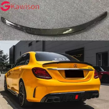 Спойлер для Benz C-Class W205, C63, C180, C200, C220, C250, 2015, 2016, 4-дверный автомобильный черный Углеродный волокно, заднее крыло