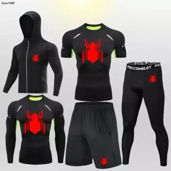 Спортивная одежда, спортивный костюм для тренажерного зала, мужские комплекты для бега, компрессионные трико, спортивные костюмы для бега, одежда для сухого покроя