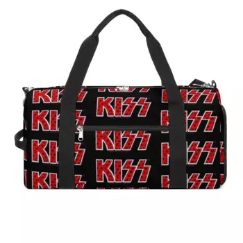 Спортивная сумка Kiss Band Спортивная сумка с черными губами и логотипом Мужская сумка с оксфордским узором Забавная сумка для фитнеса для багажа