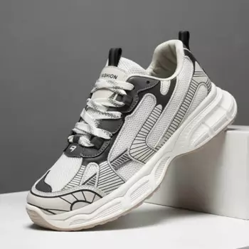 Spring Men's Mesh Sports Shoes Versatile Thick Sole Anti Slip Sneakers Casual Breathable Running Trainers кроссовки мужские