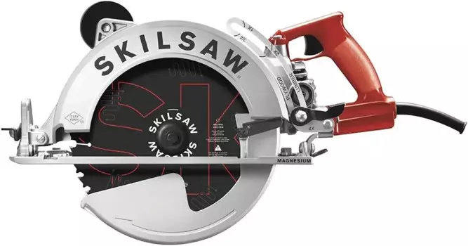 SPT70WM-01 15 А, 10-1/4 дюйма, магниевая циркулярная пила SAWSQUATCH с червячным приводом, серебро