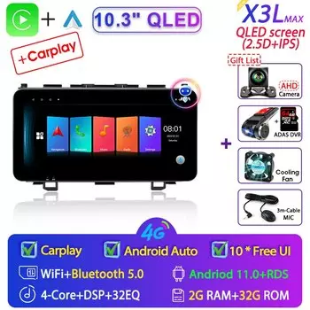 Srnubi 10,3 "Android 11 Автомобильная магнитола для Honda CR-V 3 RE CRV 2007-2011 2Din мультимедийный плеер GPS навигация QLED экран Carplay 4G