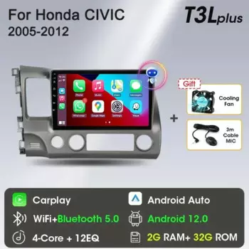 Srnubi 10 "Android 13 Carplay Автомобильная стереосистема для Honda Civic 8 2005-2012 Мультимедийный плеер Навигация GPS 2 Din 4G Audio DVD
