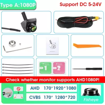 Srnubi 170 градусов Автомобильная камера заднего вида рыбий глаз ночное видение без пробивки AHD 1080P CVBS NTSC PAL Универсальный резервный парковочный объектив