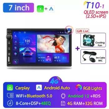 Srnubi 2 Din 7 "Android 12 Автомобильный радиоприемник для Hyundai Kia Toyota LADA Ford Мультимедийный плеер Универсальный Carplay Авто Стерео 4G GPS DVD