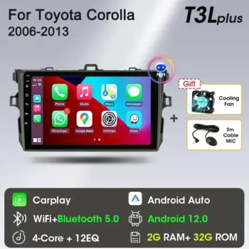 Srnubi 9 "Android 13 Carplay автомобильная стереосистема для Toyota Corolla E140 E150 2006-2012 мультимедийный плеер 2 Din GPS DVD колонки