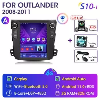 Srnubi Android 11,0 автомобильный радиоприемник для Mitsubishi Outlander 2 Citroen Crosser 2005-2013 Peugeot 4007 2Din Carplay стерео мультимедиа