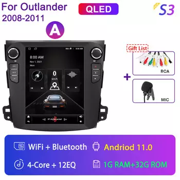 Srnubi Android 12.0 Автомобильное радио для Mitsubishi Outlander 2008-2011 Мультимедийное видео 2Din 4G WIFI Carplay GPS 9,7-дюймовый головное устройство