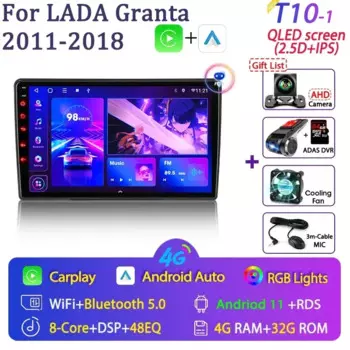 Srnubi Android 12 2 Din Автомобильный радиоприемник для LADA Granta Sport 2011-2018 Мультимедийный плеер Carplay Стерео GPS MAP DVD Головное устройство 2din