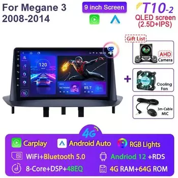 Srnubi Android 12 автомобильное радио для Renault Megane 3 Fluence 2008-2014 мультимедиа 2Din 4G WIFI GPS навигация Carplay DVD головное устройство