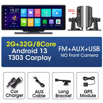 Srnubi Android 13 10,26 дюймов 8-ядерный CarPlay и Android автоматический плеер с умным сенсорным экраном 5G WiFi GPS 5,1 Bluetooth AUX FM видеоплеер