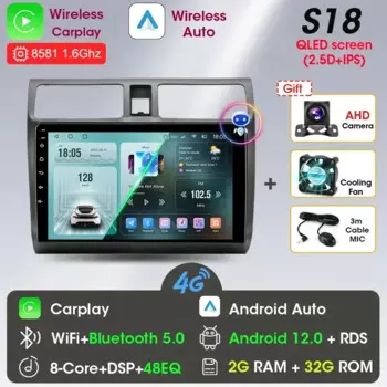 Srnubi Android 13 Carplay Автомобильный радиоприемник для Suzuki Swift 2003-2006 2007 2008 2009 2010 Мультимедийный плеер 2 Din 4G Стерео GPS DVD