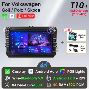 Srnubi Автомагнитола Android 12 для Volkswagen VW Polo Golf Passat B6 B7 Skoda Jetta мультимедийный плеер 2din Carplay GPS аудио стерео