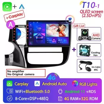 Srnubi для Mitsubishi Outlander 3 GF0W GG0W 2012 - 2018 Android 11 Carplay Автомагнитола мультимедийный плеер 2 Din GPS DVD головное устройство