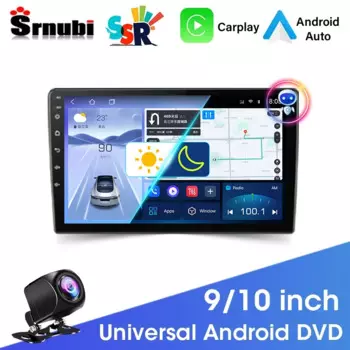 Srnubi SSR 9 10-дюймовый универсальный Android 12 Carplay Автомобильный радиоприемник Мультимедийный плеер Навигация GPS 2 Din DVD IPS Стерео головное устройство