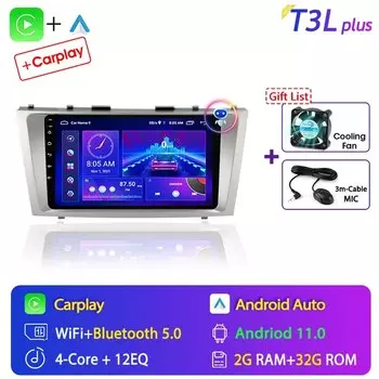 Srnubi SSR Автомобильный радиоприемник для Toyota Camry 7 XV 40 50 2006-2011 2 Din Android 12 Carplay Мультимедийный плеер GPS Стерео DVD Головное устройство