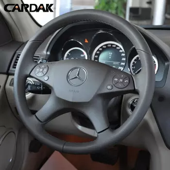 Сшитый вручную черный кожаный чехол на руль для Mercedes Benz W204 C-Class 2007-2010 C300 C280 C260 C230 C180 C200