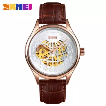 SSKMEI автоматические самокручивающиеся механические наручные часы Модные полые розовое золото кожаный ремешок водонепроницаемые Роскошные часы 9209