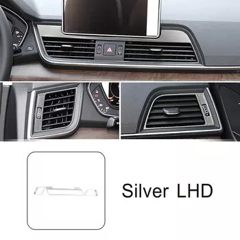 Стайлинг автомобиля, центральная консоль, рамка для вентиляционных отверстий, украшение для Audi Q5 FY 2018-2022 LHD, нержавеющая сталь, двусторонняя отделка вентиляционного отверстия