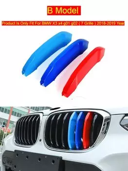 Стайлинг автомобиля для BMW X3 x4 f25 f26 g01 g02 Аксессуары Передняя решетка головки для M Sport Stripes Grill Чехлы Кепка Рамка Авто наклейки