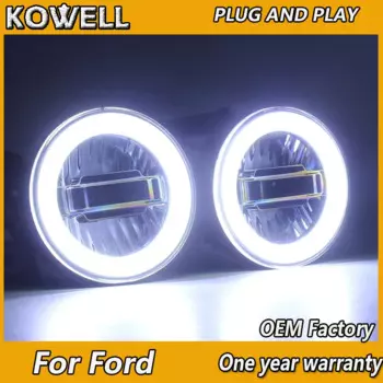 Стайлинг автомобиля KOWELL, противотуманная фара для Ford Tourneo, курьер Grand-C-MAX, светодиодные противотуманные фары, Автомобильные светодиодные фары «ангельские глазки», модель с функцией DRL 3