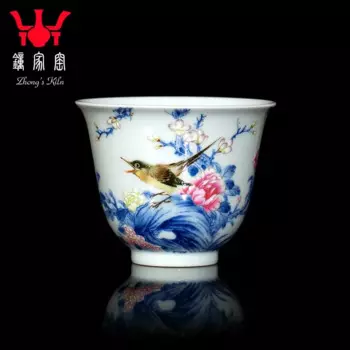 Стаканчик для чая Zhongjia ручной росписи, стаканчик с одной чашкой, стаканчик для ведущих индустриальных художников, цветной цветок Wanhai Huaqing, подача дровяной печи