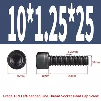 Стальной шестигранный болт DIN912 M10 12.9 левая резьба 25/30/40/50 мм