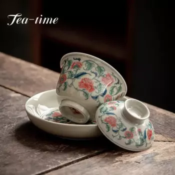 Старая керамическая глина Gaiwan в китайском стиле ретро сине-белая чайная чашка керамическая трехмерная стандартная чаша