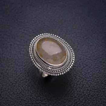 StarGems Природный Арбуз кварц ручной работы фотосеребряное кольцо 7,75 E8168