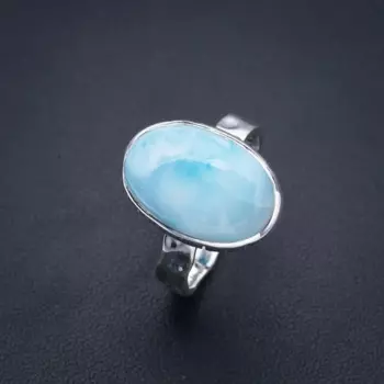 StarGems Природный Ларимар ручной работы 925 пробы Серебряное кольцо 10 F0280