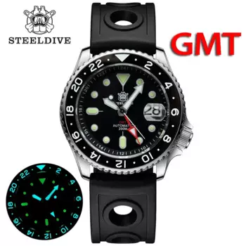 STEELDIVE SD1994 GMT Механические мужские часы с керамическим безелем Япония NH34 Механизм Швейцарские суперсветящиеся водонепроницаемые часы для дайвинга 20 бар