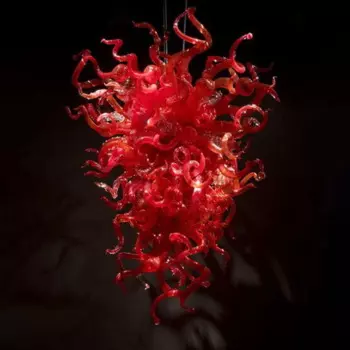 Стеклянная люстра ручной работы для нового украшения дома, Современная подвесная Стеклянная Лестница красного цвета 32 дюйма