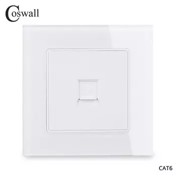 Стеклянная панель Coswall, 1 комплект, CAT6E RJ45 Интернет-разъем, БЫСТРОРАЗЪЕМНАЯ розетка, белый, черный, серый, серия C1