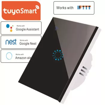 Стеклянная панель Tuya, сенсорный экран, выключатель света Wi-Fi, включение, выключение, работа с Alex ,Google ассистент