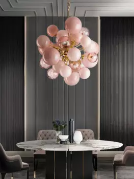 Стеклянные люстры в стиле арт-деко с розовыми пузырьками