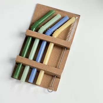 Стеклянные соломинки Lazzy house, нефритовый цвет, 4 шт.