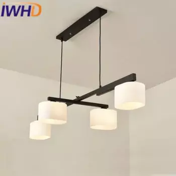 Стеклянные светодиодные подвессветильник светильники IWHD, современные железные черные и белые s светсветильник льники в скандинавском стиле, вращающиеся лампы для кухни, светильник щение для дома