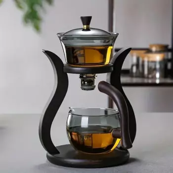 Стеклянный чайный сервиз Lazy Kung Fu, полуавтоматический капельный с заварочным устройством, набор стеклянных чайников, магнитный переключатель, чайник, набор чашек, стеклянная посуда