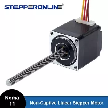 STEPPERONLINE Nema 11 Линейный шаговый двигатель Несъемный 0,75 А 34 мм Винтовой ход 2 мм Длина хода 100 мм