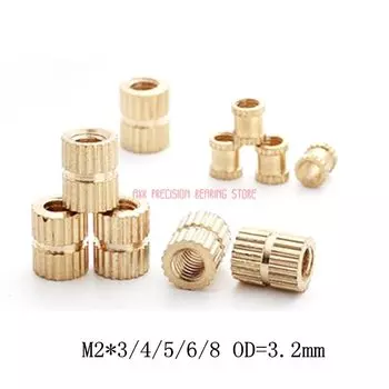 Стержень из нержавеющей стали 1000 шт./лот M2 * 3/4/5/6/8 Od = 3,2 мм, латунная вставная гайка с накаткой для литья под давлением