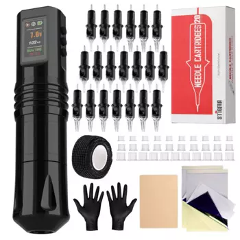 STIGMA Tattoo Kit Беспроводная ручка для татуировки Светодиодный цифровой дисплей Машина 1800 мАч Блок питания Набор для макияжа для начинающих и татуировщиков