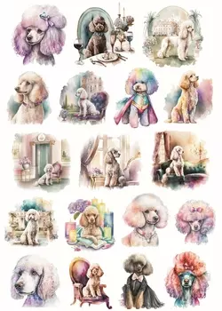 Стикеры BLINGIRD Акварельный Пудель